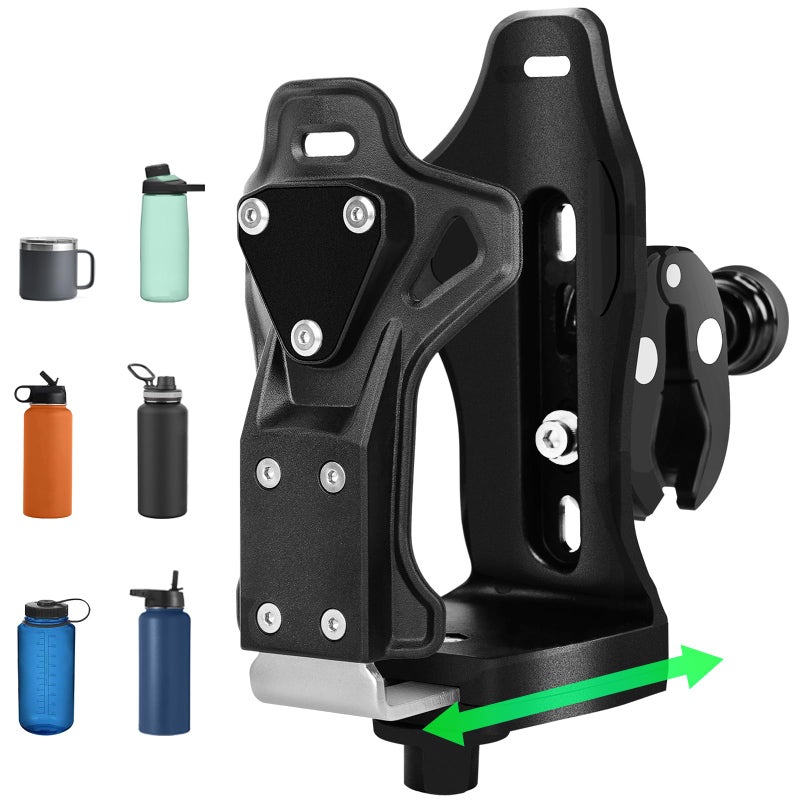 DEGUM Upgraded Motorcycle ATV Cup Holder Anti Theft  Extra Large Bike Water Bottle Holder 1.95 - 3.6 inch Universal Size  Drink Holder Handlebar with Metal Clamp for Scooter Boat Stroller Wheelchair - Image 1